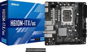 Материнская плата Asrock H610M-ITX/AC Soc-1700 Intel H610 2xDDR4 mini-ITX AC`97 8ch(7.1) GbLAN+VGA+HDMI+DP - купить недорого с доставкой в интернет-магазине