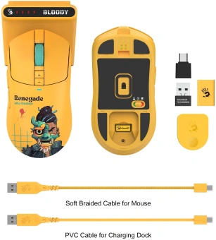 Мышь A4Tech Bloody R72 Ultra Duo Renegade Sunset желтый/рисунок оптическая 20000dpi беспров. USB/USB-C 6but (R72 ULTRA DUO) - купить недорого с доставкой в интернет-магазине
