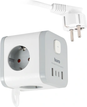 Сетевой удлинитель Buro BU-PC3.1UС-W 1.5м (3 розетки) белый (коробка) - купить недорого с доставкой в интернет-магазине