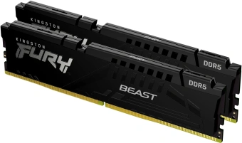 Память DDR5 64GB 5600MHz Kingston KF556C40BB-64 Fury Beast Black RTL Gaming PC5-44800 CL40 DIMM UDIMM 288-pin 1.25В dual rank с радиатором Ret - купить недорого с доставкой в интернет-магазине