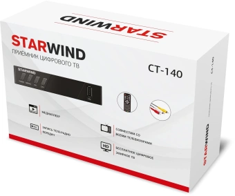 Ресивер DVB-T2 Starwind CT-140 черный - купить недорого с доставкой в интернет-магазине
