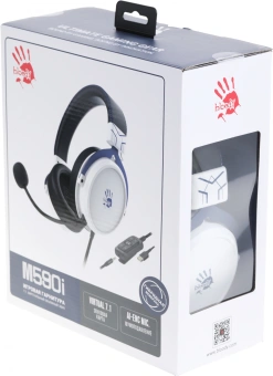 Наушники с микрофоном A4Tech Bloody M590i синий/белый 1м мониторные USB оголовье (M590I SPORTS NAVY) - купить недорого с доставкой в интернет-магазине