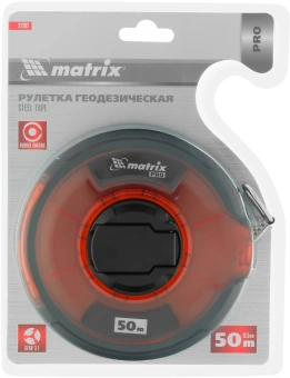 Рулетка геодезическая Matrix 31282 дл.полотна 50м изм.шкала в см зацеп простой красный/черный - купить недорого с доставкой в интернет-магазине