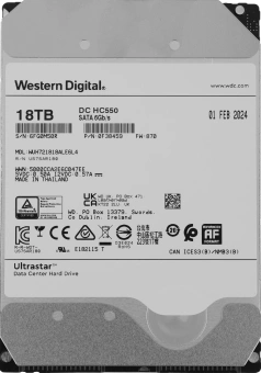 Жесткий диск WD SATA-III 18TB 0F38459 WUH721818ALE6L4 Server Ultrastar DC HC550 512E (7200rpm) 512Mb 3.5" - купить недорого с доставкой в интернет-магазине