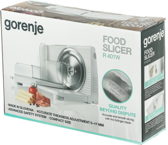 Ломтерезка Gorenje R401W 100Вт (нарезка до 17мм) белый - купить недорого с доставкой в интернет-магазине