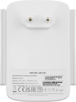 Повторитель беспроводного сигнала Mercusys ME60X AX1500 10/100/1000BASE-TX белый - купить недорого с доставкой в интернет-магазине