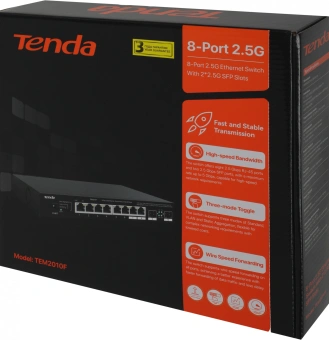Коммутатор Tenda TEM2010F (L2) 8x2.5Гбит/с 2SFP неуправляемый - купить недорого с доставкой в интернет-магазине