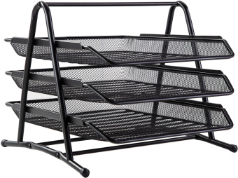 Лоток горизонтальный Deli E9181 для бумаг 350х278х275мм черный металл сетка - купить недорого с доставкой в интернет-магазине