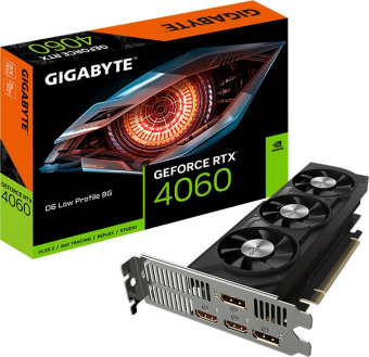 Видеокарта Gigabyte PCI-E 4.0 GV-N4060D6-8GL NVIDIA GeForce RTX 4060 8Gb 128bit GDDR6 2460/17000 HDMIx2 DPx2 HDCP Ret low profile - купить недорого с доставкой в интернет-магазине