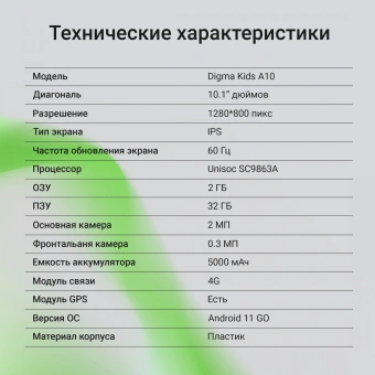 Планшет Digma Kids A10 SC9863A (1.6) 8C RAM2Gb ROM32Gb 10.1" IPS 1280x800 4G 1Sim Android 11.0 Go розовый 2Mpix 0.3Mpix BT WiFi microSD 128Gb GPRS EDGE 5000mAh 6hr 24hrs - купить недорого с доставкой в интернет-магазине