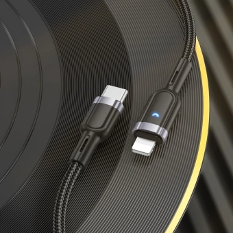 Кабель Hoco U117 IP(01467) USB Type-C-Lightning (m) 1.2м черный - купить недорого с доставкой в интернет-магазине