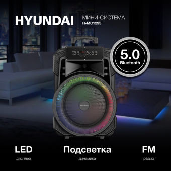 Минисистема Hyundai H-MC1295 черный 35Вт FM USB BT micro SD - купить недорого с доставкой в интернет-магазине