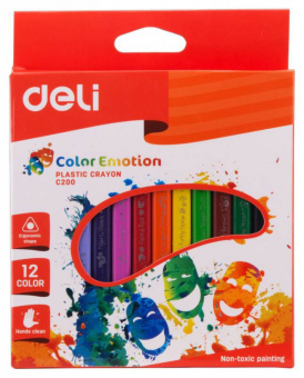 Восковые мелки Deli EC20000 Color Emotion трехгранные 12цв. картон.кор./европод. - купить недорого с доставкой в интернет-магазине