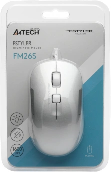 Мышь A4Tech Fstyler FM26S серебристый/белый оптическая 1600dpi silent USB для ноутбука 4but (FM26S USB (ICY WHITE)) - купить недорого с доставкой в интернет-магазине