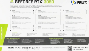 Видеокарта Palit PCI-E 4.0 RTX3050 STORMX NVIDIA GeForce RTX 3050 8Gb 128bit GDDR6 1042/14000 DVIx1 HDMIx1 DPx1 HDCP Ret - купить недорого с доставкой в интернет-магазине