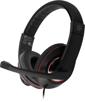 Наушники с микрофоном Оклик HS-L390G DRAGON черный/красный 1.8м мониторные оголовье (1100413) - купить недорого с доставкой в интернет-магазине