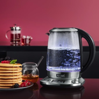 Чайник электрический Rondell RDE-1003 1.7л. 2200Вт черный корпус: стекло/металл - купить недорого с доставкой в интернет-магазине