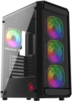 Корпус Bloody BD-CC114F черный без БП ATX 4x120mm 1xUSB2.0 1xUSB3.0 audio bott PSU - купить недорого с доставкой в интернет-магазине