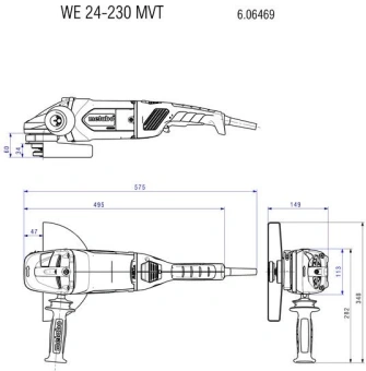 Углошлифовальная машина Metabo WE 24-230 MVT 2400Вт 6600об/мин рез.шпин.:M14 d=230мм (606470000) - купить недорого с доставкой в интернет-магазине
