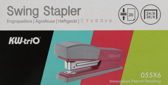Степлер Kw-Trio 055X6-PNK Swing Standing 24/6 26/6 (20листов) розовый 100скоб пластик коробка - купить недорого с доставкой в интернет-магазине