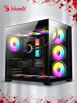 Корпус Bloody CC-122 черный без БП ATX 10x120mm 1xUSB2.0 1xUSB3.0 audio - купить недорого с доставкой в интернет-магазине