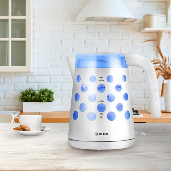 Чайник электрический Vitek VT-7048 1.7л. 2200Вт белый корпус: пластик - купить недорого с доставкой в интернет-магазине