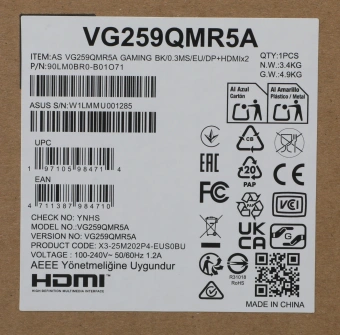 Монитор Asus 24.5" TUF Gaming VG259QMR5A черный IPS LED 0.3ms 16:9 HDMI M/M матовая 1000:1 300cd 178гр/178гр 1920x1080 310Hz FreeSync Premium DP FHD 3.4кг - купить недорого с доставкой в интернет-магазине