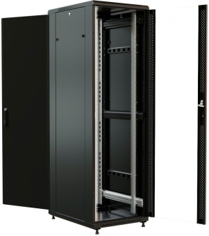 Шкаф серверный WRline (WR-TT-2761-AS-RAL9004) напольный 27U 600x1000мм пер.дв.стекл задн.дв.стал.лист 2 бок.пан. 800кг черный 910мм 1388мм IP20 сталь - купить недорого с доставкой в интернет-магазине