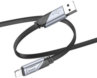 Кабель Hoco U119 Machine iP USB (m)-Lightning (m) 1.2м черный коробка плоский - купить недорого с доставкой в интернет-магазине