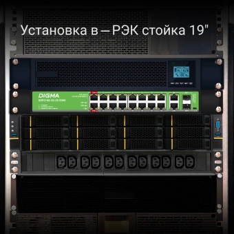 Коммутатор Digma DSP216G-2G-2S-R300 (L2) 18x1Гбит/с 2SFP 16PoE 16PoE+ 2PoE++ 300W неуправляемый - купить недорого с доставкой в интернет-магазине