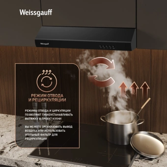 Вытяжка козырьковая Weissgauff Cover 50 черный управление: кнопочное - купить недорого с доставкой в интернет-магазине