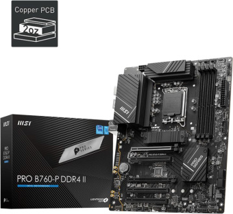 Материнская плата MSI PRO B760-P DDR4 II Soc-1700 Intel B760 4xDDR4 ATX AC`97 8ch(7.1) 2.5Gg+HDMI+DP - купить недорого с доставкой в интернет-магазине