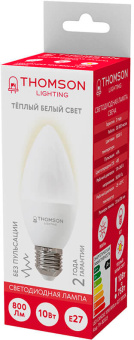 Лампа светодиодная Thomson TH-B2023 10Вт цок.:E27 свеча 220B 3000K св.свеч.бел.теп. Candle (упак.:1шт) - купить недорого с доставкой в интернет-магазине