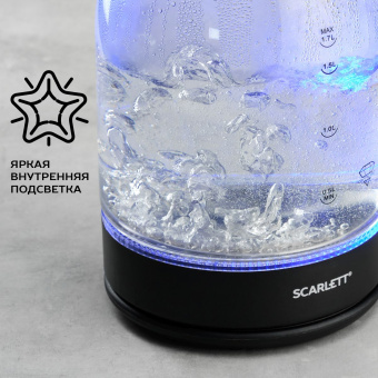 Чайник электрический Scarlett SC-EK27G90 1.7л. 1800Вт черный корпус: стекло - купить недорого с доставкой в интернет-магазине