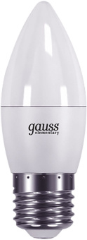 Лампа светодиодная Gauss Elementary 6Вт цок.:E27 свеча 220B 3000K св.свеч.бел.теп. C37 (упак.:10шт) (33216) - купить недорого с доставкой в интернет-магазине