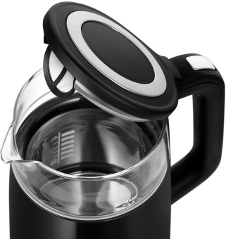 Чайник электрический Kitfort КТ-6611 1.7л. 2200Вт черный/серебристый корпус: стекло/пластик - купить недорого с доставкой в интернет-магазине