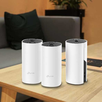 Бесшовный Mesh роутер TP-Link Deco M4 (DECO M4(3-PACK)) AC1200 10/100/1000BASE-TX белый (упак.:3шт) - купить недорого с доставкой в интернет-магазине