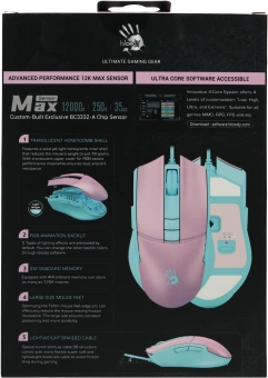Мышь A4Tech Bloody L65 Max розовый/голубой оптическая 12000dpi USB 6but (L65 MAX/SKY PINK) - купить недорого с доставкой в интернет-магазине