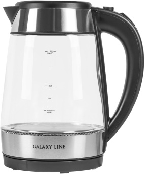 Чайник электрический Galaxy Line GL 0558 1.7л. 2200Вт нержавеющая сталь/черный (корпус: стекло) - купить недорого с доставкой в интернет-магазине