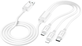 Кабель Hoco X74 3-in-1 charging cable(iP+Micro+Type-C) 67370 USB (m)-Lightning (m)/USB Type-C (m)/micro USB (m) 1м черный - купить недорого с доставкой в интернет-магазине