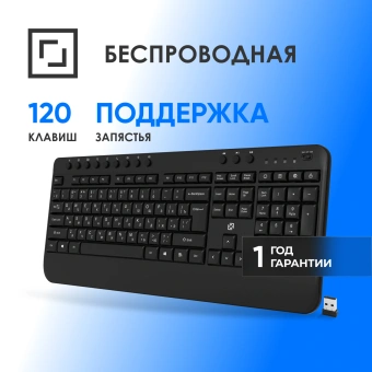 Клавиатура Оклик K257W черный USB беспроводная Multimedia (подставка для запястий) (2070286) - купить недорого с доставкой в интернет-магазине