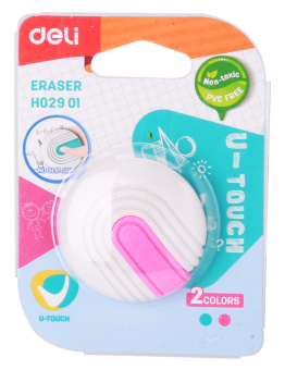 Ластик Deli EH02901 U-touch круглый 45x10мм ассорти с держателем блистер - купить недорого с доставкой в интернет-магазине