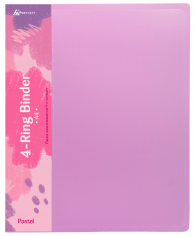 Папка панорама на 4-х кольцах Бюрократ Pastel PAST0740/4RPINK A4 пластик 0.7мм кор.40мм торц.карм с бум. встав розовый - купить недорого с доставкой в интернет-магазине