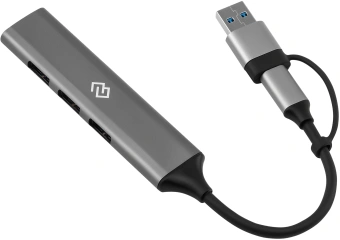 Разветвитель USB-C + USB-A Digma DHUB-4USB-AC-3.0 4порт. серебристый - купить недорого с доставкой в интернет-магазине