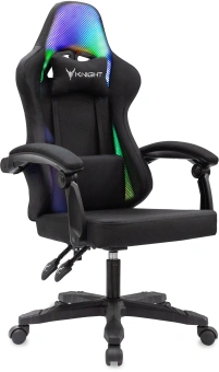 Кресло игровое Knight Wolf RGB черный с подголов. крестов. пластик пластик черный - купить недорого с доставкой в интернет-магазине