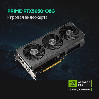 Видеокарта Asus PCI-E 5.0 PRIME-RTX5050-O8G NVIDIA GeForce RTX 5050 8Gb 128bit GDDR6 2677/20000 HDMIx1 DPx3 HDCP Ret - купить недорого с доставкой в интернет-магазине