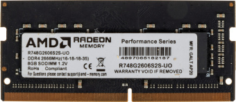 Память DDR4 8GB 2666MHz AMD R748G2606S2S-UO Radeon R7 Performance Series OEM PC4-21300 CL16 SO-DIMM 260-pin 1.2В OEM - купить недорого с доставкой в интернет-магазине