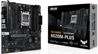 Материнская плата Asus TUF GAMING A620M-PLUS Socket AM5 AMD A620 4xDDR5 mATX AC`97 8ch(7.1) 2.5Gg RAID+HDMI+DP - купить недорого с доставкой в интернет-магазине