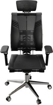 Кресло руководителя эргономичное Метта Yoga Spine Triumph B2 (Черный CC.50.15.13A) Infinity Easy Clean экокожа/сетка с подголов. крестов. алюминий хром - купить недорого с доставкой в интернет-магазине