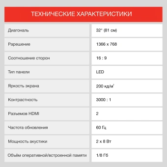 Телевизор LED Starwind 32" SW-LED32SG304 Яндекс.ТВ черный/черный HD 60Hz DVB-T DVB-T2 DVB-C DVB-S DVB-S2 USB WiFi Smart TV - купить недорого с доставкой в интернет-магазине